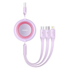 Кабель Baseus Bright Mirror 2 Series Retractable 3-in-1 Fast Charging  Data Cable USB to M+L+C 3.5A 1.1m Purple (CAMJ010005)