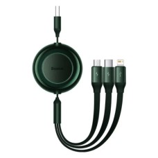 Кабель Baseus Bright Mirror 2 Series Retractable 3-in-1 Fast Charging  Data Cable USB to M+L+C 3.5A 1.1m Green (CAMJ010006)