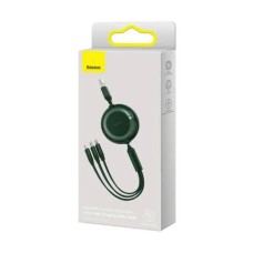Кабель Baseus Bright Mirror 2 Series Retractable 3-in-1 Fast Charging Data Cable USB M+L+C 3.5A 1.1m Green (CAMJ010006)