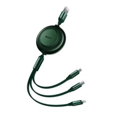 Кабель Baseus Bright Mirror 2 Series Retractable 3-in-1 Fast Charging Data Cable USB M+L+C 3.5A 1.1m Green (CAMJ010006)