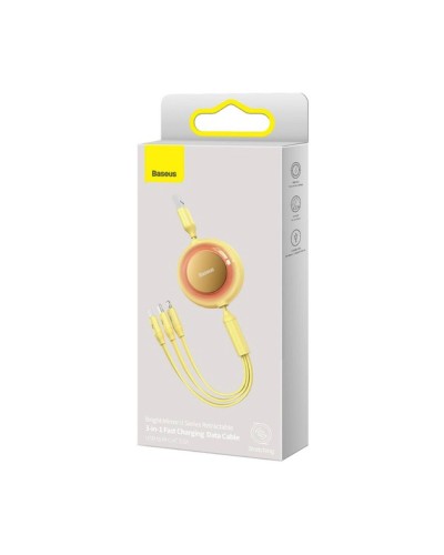 Кабель Baseus Bright Mirror 2 Series Retractable 3-in-1 Fast Charging  Data Cable USB to M+L+C 3.5A 1.1m yellow (CAMJ010011)