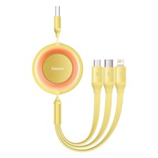 Кабель Baseus Bright Mirror 2 Series Retractable 3-in-1 Fast Charging  Data Cable USB to M+L+C 3.5A 1.1m yellow (CAMJ010011)