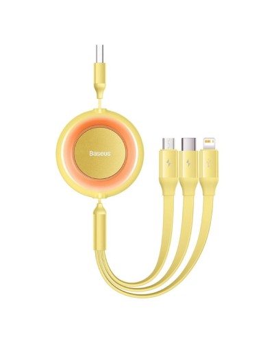 Кабель Baseus Bright Mirror 2 Series Retractable 3-in-1 Fast Charging  Data Cable USB to M+L+C 3.5A 1.1m yellow (CAMJ010011)