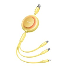 Кабель Baseus Bright Mirror 2 Series Retractable 3-in-1 Fast Charging Data Cable USB для M+L+C 3.5A 1.1m yellow (CAMJ010011)