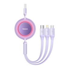 Кабель Baseus Bright Mirror 2 Series Retractable 3-in-1 Fast Charging Data Cable USB M+L+C 66W 1.1m Purple (CAMJ010105)