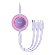 Кабель Baseus Bright Mirror 2 Series Retractable 3-in-1 Fast Charging  Data Cable Type-C to M+L+C 100W 1.1m Purple (CAMJ010205)