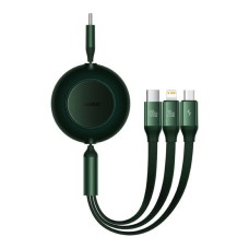 Кабель Baseus Bright Mirror 2 Series Retractable 3-in-1 Fast Charging  Data Cable Type-C to M+L+C 100W 1.1m Green (CAMJ010206)