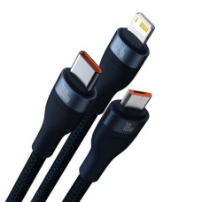 Кабель Baseus Flash Series Ⅱ Один-двумя тремя Fast Charging Data Cable USB M+L+C 100W 1.2m Blue (CASS030003)