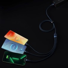 Кабель Baseus Flash Series Ⅱ Один-двумя тремя Fast Charging Data Cable USB M+L+C 100W 1.2m Blue (CASS030003)