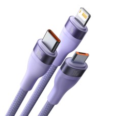 Кабель Baseus Flash Series Ⅱ Один-двумя тремя Fast Charging Data Cable USB M+L+C 100W 1.2m Purple (CASS030005)