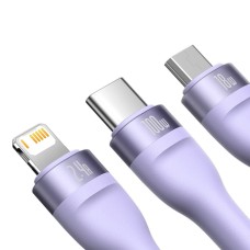 Кабель Baseus Flash Series Ⅱ Один-двумя тремя Fast Charging Data Cable USB M+L+C 100W 1.2m Purple (CASS030005)