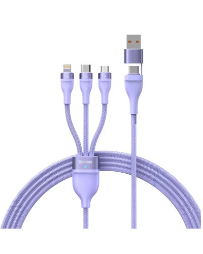 Кабель Baseus Flash Series Ⅱ Two-for-three Charging Cable U+C to M+L+C 100W 1.2m Purple (CASS030105)