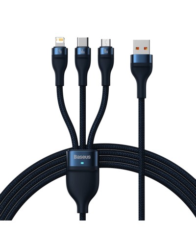 Кабель Baseus Flash Series Ⅱ One-for-three Fast Charging Data Cable USB to M+L+C 66W 1.2m Blue (CASS040003)