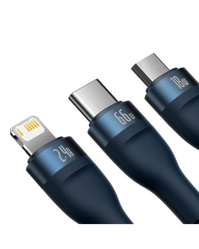 Кабель Baseus Flash Series Ⅱ One-for-three Fast Charging Data Cable USB to M+L+C 66W 1.2m Blue (CASS040003)