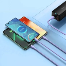 Кабель Baseus Flash Series Ⅱ Один-двумя тремя Fast Charging Data Cable USB M+L+C 66W 1.2m Purple (CASS040005)