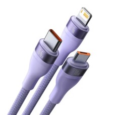 Кабель Baseus Flash Series Ⅱ Один-двумя тремя Fast Charging Data Cable USB M+L+C 66W 1.2m Purple (CASS040005)
