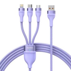 Кабель Baseus Flash Series Ⅱ One-for-three Fast Charging Data Cable USB to M+L+C 66W 1.2m Purple (CASS040005)