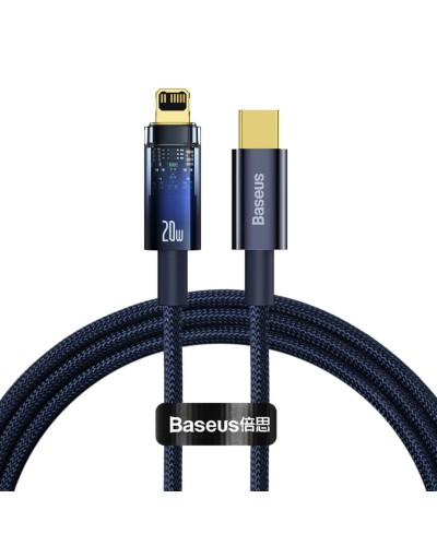 Кабель Baseus Explorer Series Auto Power-Off Fast Charging Data Cable Type-C to IP 20W 1m Blue (CATS000003)