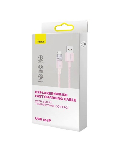 Кабель Baseus Explorer Series Fast Charging Cable with Smart Temperature Control USB to iP 2.4A 1m Pink (CATS010004)