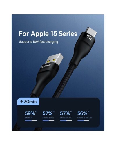 Кабель Baseus Flash 2 Charging Cable USB to USB-C 100W 1m Cluster Black (P10311804111-00)