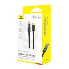 Кабель Baseus Explorer Charging Cable USB-C to USB-C 100W with Auto Shutdown 1m Cluster Black (P10319703111-00)