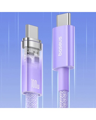 Кабель Baseus Explorer Series Fast Charging Cable with Smart Temperature Control USB-C to USB-C 100W 1m Nebula Purple (P10319703511-00)