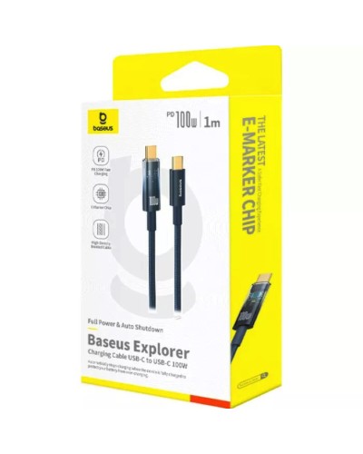 Кабель Baseus Explorer Charging Cable USB-C to USB-C 100W with Auto Shutdown  1m Deepsea Blue (P10319704321-00)