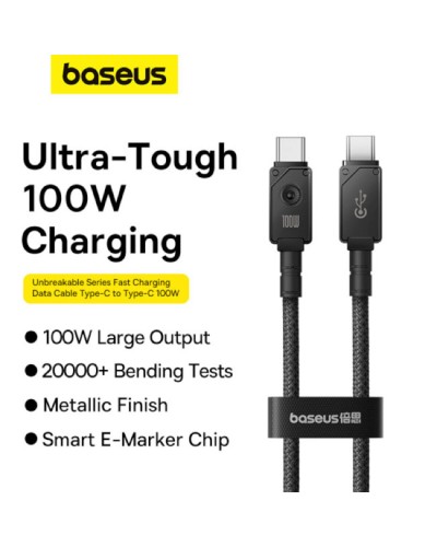 Кабель Baseus Unbreakable Series Fast Charging Data Cable Type-C to Type-C 100W 2m Cluster Black (P10355800111-01)