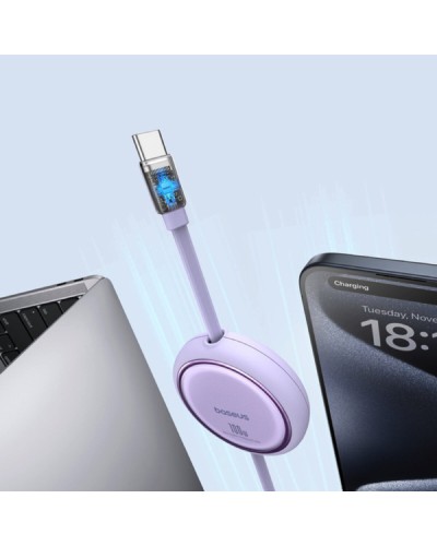 Кабель Baseus Free2Draw Mini Retractable Charging Cable Type-C to Type-C 100W 1m Nebula Purple (P10364500511-00)