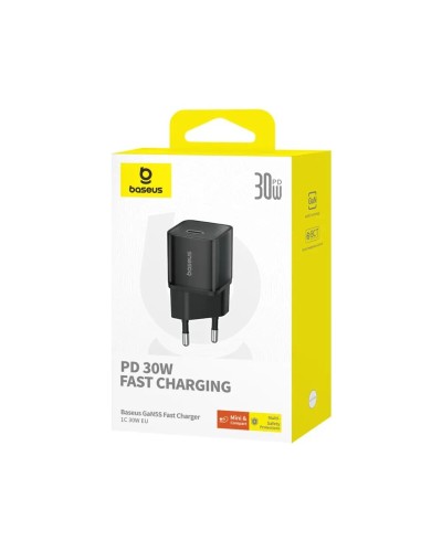 Мережевий зарядний пристрій Baseus  GaN5S Fast Charger 1C 30W EU Cluster Black (P10162504113-00)