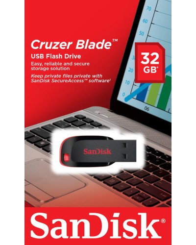 Flash SanDisk USB 2.0 Cruzer Blade 32Gb Black/Red (SDCZ50-032G-B35)