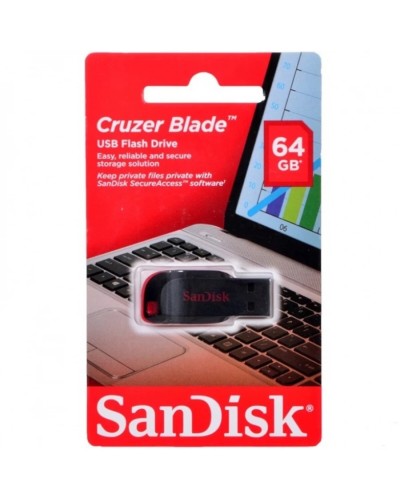 Flash SanDisk USB 2.0 Cruzer Blade 64Gb Black/Red (SDCZ50-064G-B35)