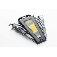 Набір ключів ріжково-накидних полірованих CrV 6, 7, 8, 9, 10, 11, 12, 13, 14, 15, 16, 17, 18, 19, 22 (15шт) СИЛА