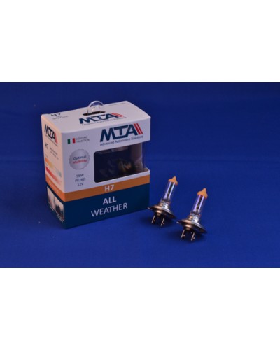 Лампа автомобільна H7 12V 55W PX26D ALL WEATHER (2шт) (ближня/дальня, протитуманна) MTA