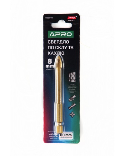 Свердло по склу і кахлю 4 грані HEX 8мм PRO APRO