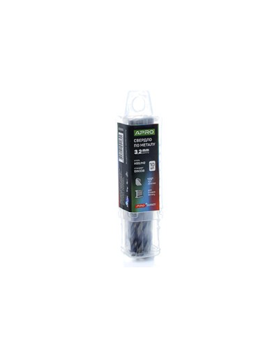 Сверло по металлу HSS/M2 (6542) Ø3,2мм (тубус, кратно 10шт) PRO APRO