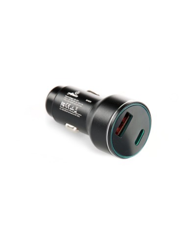 Автомобільний зарядний пристрій USB/Tipe-C (12/24V - 5V 3A) чорний з підсвічуванням 12 Atelie
