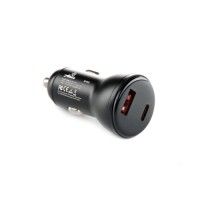 Автомобільний зарядний пристрій USB/Tipe-C (12/24V - 5V 3A) чорний 12 Atelie