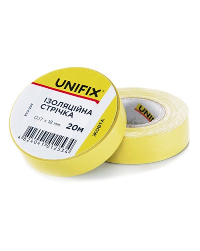 Ізоляційна стрiчка жовта 0.17х18мм 10м (пачка, кратно 10шт) UNIFIX