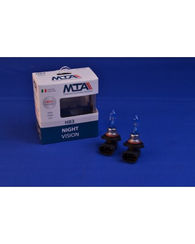 Лампа автомобільна HB3 12V 65W P20D NIGHT VISION +80% (2шт) (ближня/дальня, протитуманна) MTA