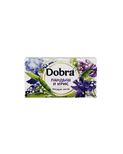 Мыло туалетное твёрдое косметическое 5*70г экопак ТМ Dobra Ландыш и ирис