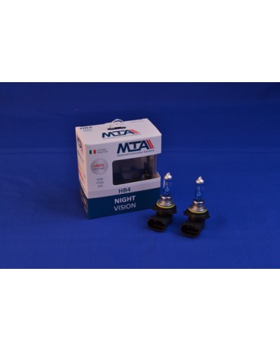 Лампа автомобильная HB4 12V 55W P22D NIGHT VISION +80% (2шт) (ближняя/дальняя, противотуманная) MTA