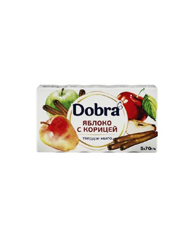 Мыло туалетное твёрдое косметическое 5*70г экопак ТМ Dobra Яблоко с корицей