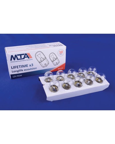 Лампа автомобильная 12V 5W Ba15s R5W (габариты, освещение номерного знака, стояночное освещение/габариты) (10шт) MTA