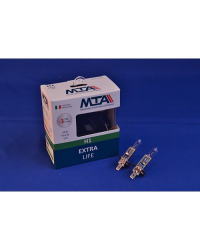Лампа автомобільна H1 12V 55W P14.5S EXTRA LIFE (2шт) (ближня/дальня, протитуманна) MTA