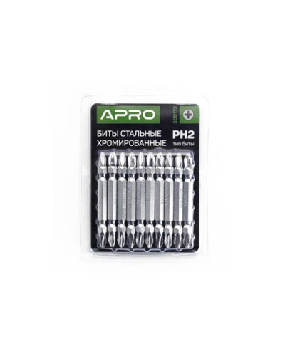 Біта 2-стороння РН2-РН2*65мм хром (10шт/уп) APRO