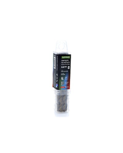 Свердло по металу кобальтове HSS-Co/M35 Ø3.5мм (тубус, кратно 10шт) PRO APRO