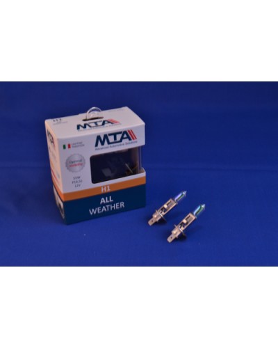 Лампа автомобильная H1 12V 55W P14.5S ALL WEATHER (2шт) (ближняя/дальняя, противотуманная) MTA