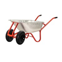 Тачка двоколісна F1 100л оцинк корито Expert 0,8мм рама червона, поліуретанове колесо КВІТКА PRO