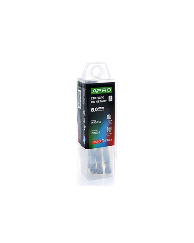 Свердло по металу HSS/M2 (6542) Ø8,0мм (тубус, кратно 5шт) PRO APRO